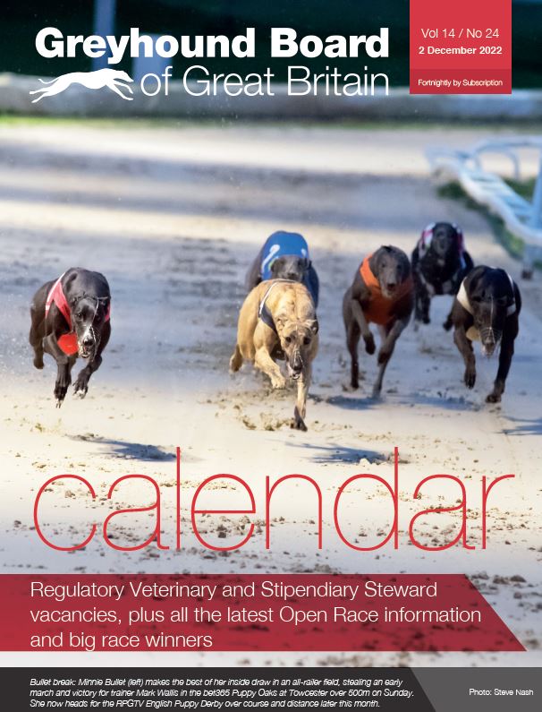 Calendar 2 December 2022 Vol 14 No 24 Greyhound Board of Great Britain
